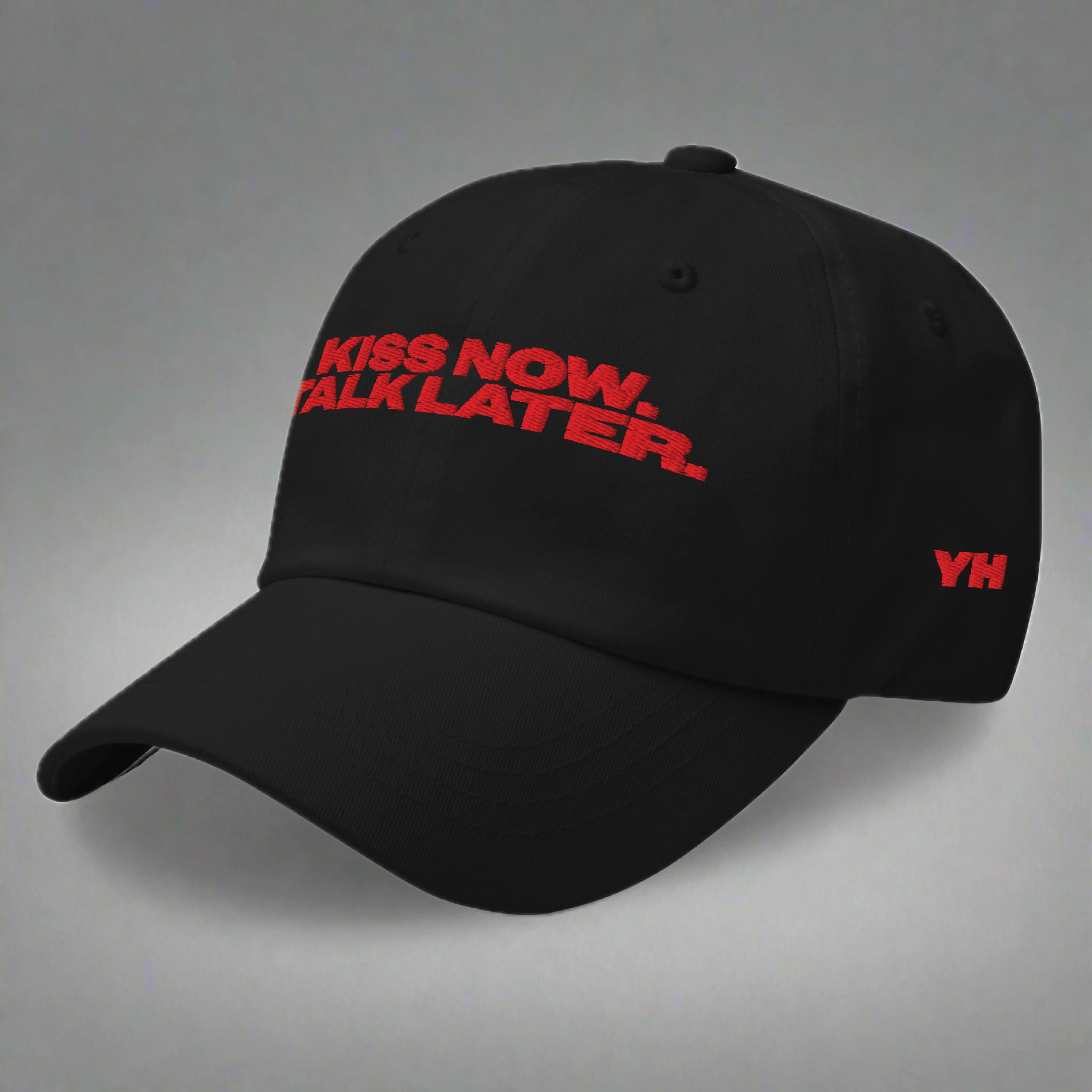 Kiss Now Talk Later Dad Hat YES HOMO
