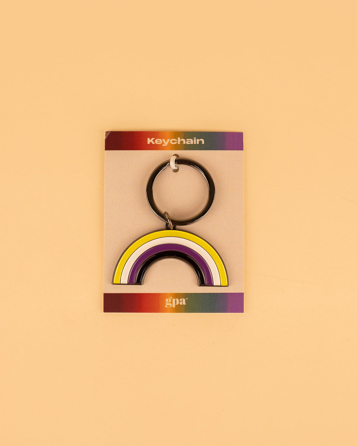 Non-Binary Rainbow Enamel Keychain