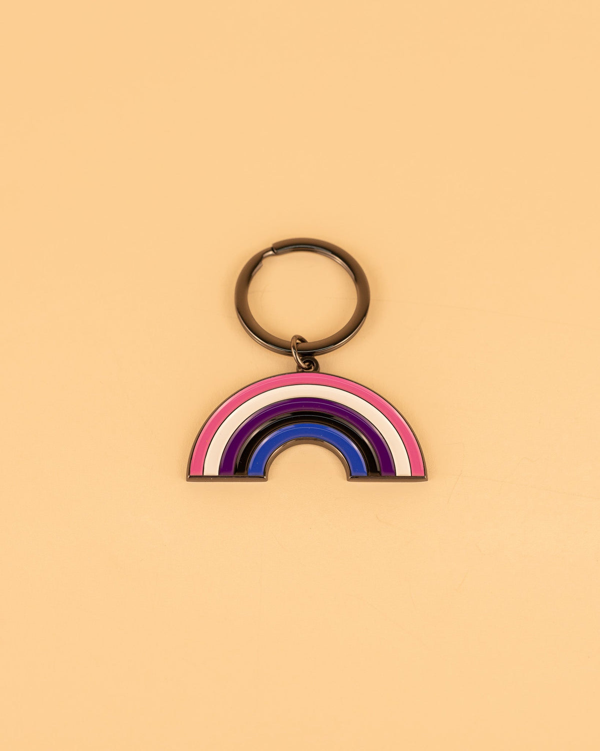 Genderfluid Rainbow Enamel Keychain